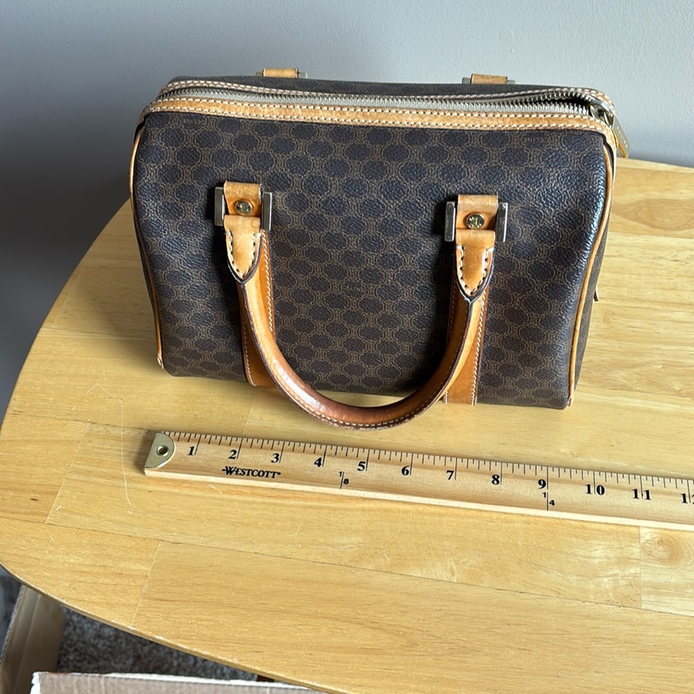 Celine, Boston bag Brown Macadam Triomphe Handbag - Picture 2 of 15